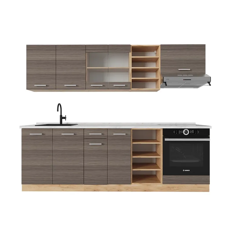 Kitchenette R-Line Gri nobil / stejar auriu 240 cm , AP Marmură Vicco Cumpără acum