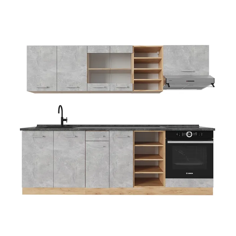 Cel mai vândut Kitchenette R-Line Beton / stejar auriu 240 cm , AP Antracit Vicco