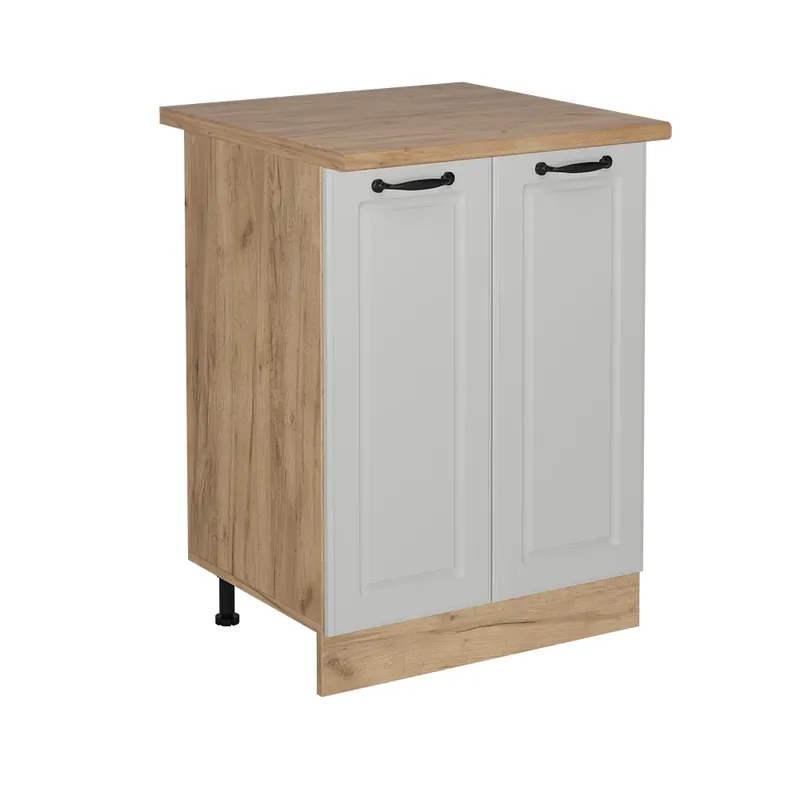 Discount Dulap de bază de bucătărie R-Line Casă de țară albă 60 cm , AP Stejar Vicco