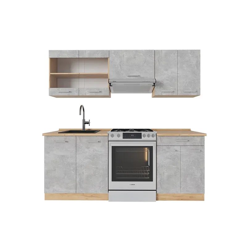 Bestseller Kitchenette R-Line Beton / stejar auriu 200 cm fara blat Vicco