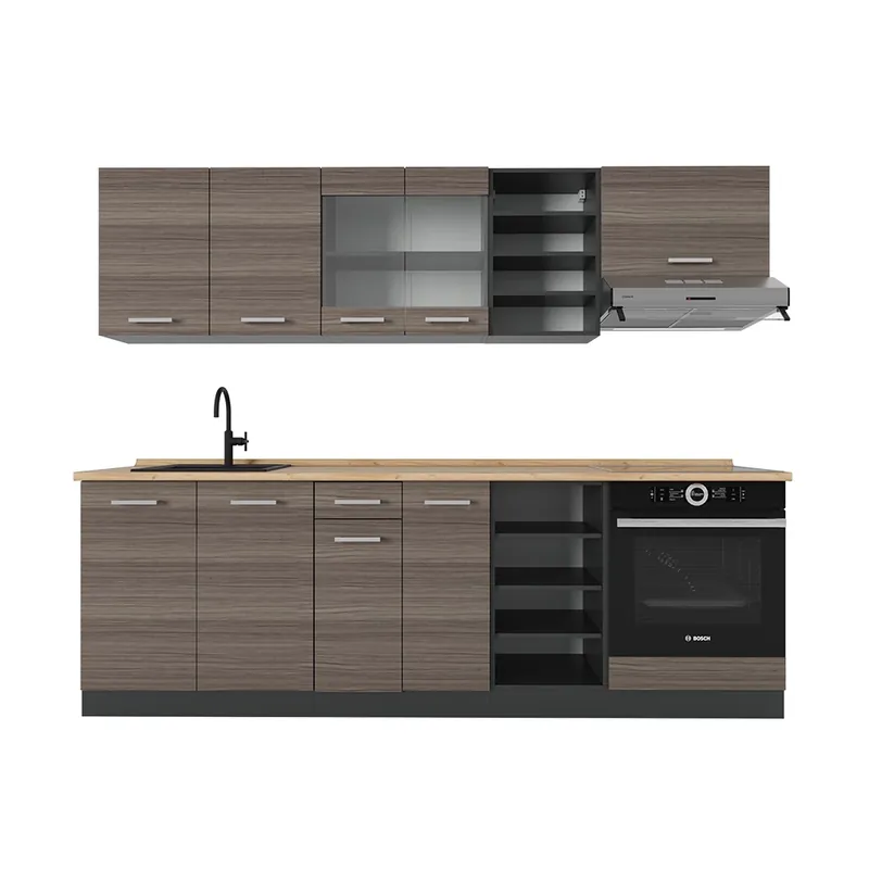 Kitchenette R-Line Gri nobil/antracite 240 cm , AP Stejar Vicco Cel mai vândut