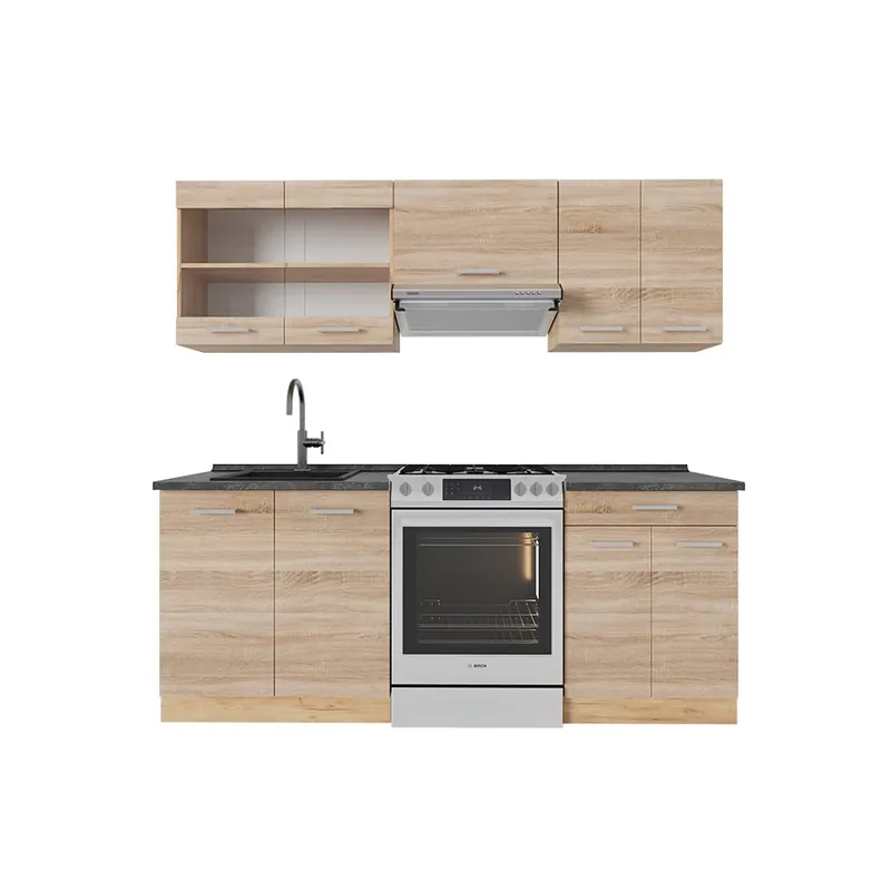Kitchenette R-Line Stejar Sonoma/Goldkraft 200 cm , AP Antracit Vicco Plată sigură