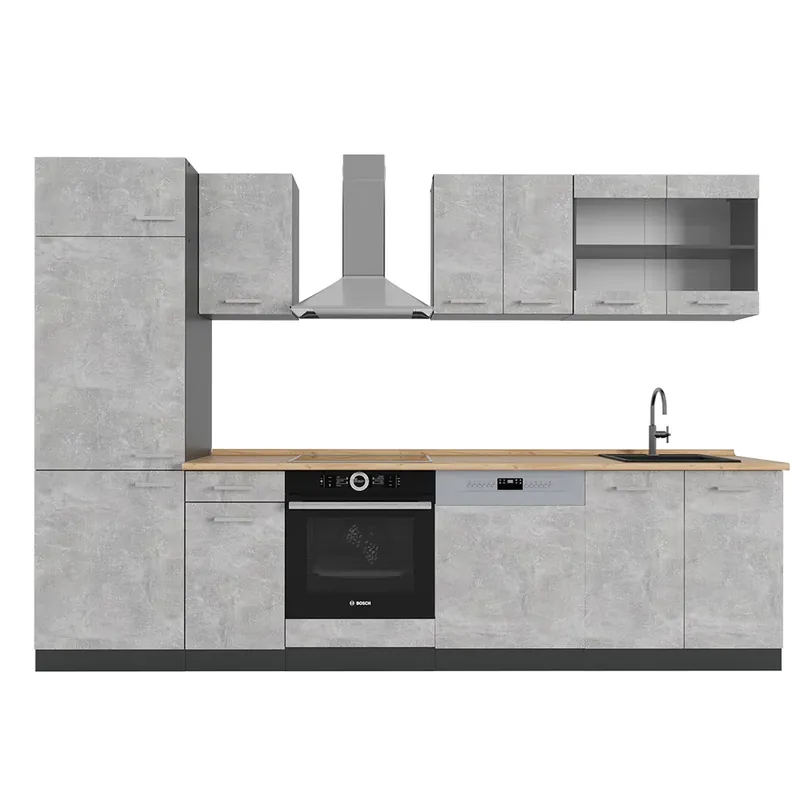 Ofertă limitată Kitchenette R-Line Beton/antracit 300 cm fara blat Vicco