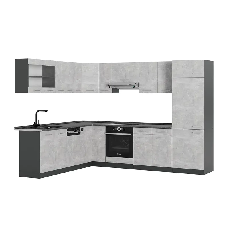 Bucătărie de colț R-Line Beton/antracit 287 x 60 cm , AP Antracit Vicco Preferatul clienților