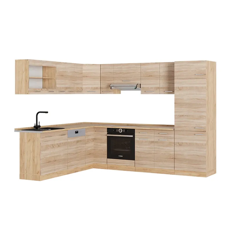Preț promoțional Bucătărie de colț R-Line Stejar Sonoma/Goldkraft 287 x 60 cm , AP Stejar Vicco