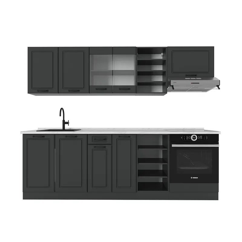 Doar azi Kitchenette R-Line Casă de țară antracit/antracit 240 cm , AP Marmură Vicco