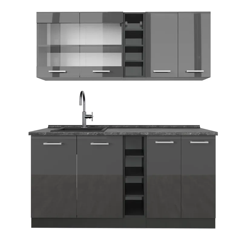 Bucătărie simplă R-Line Antracit lucios/antracit 160 cm , AP Antracit Vicco Reducere extra