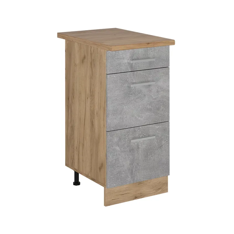 Dulap de bază de bucătărie R-Line beton 40 cm cu sertare, stejar AP Vicco Reduceri