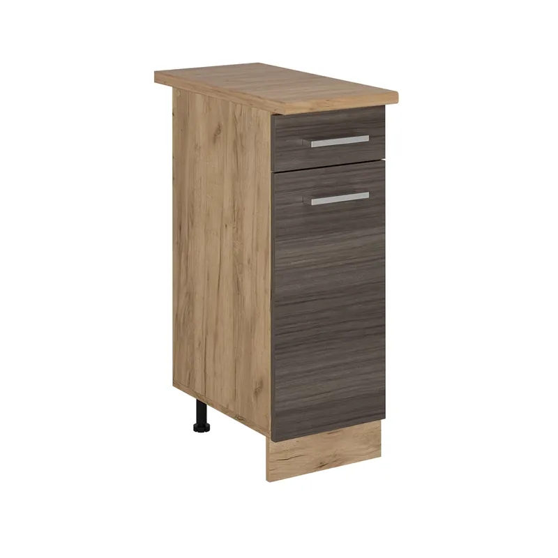 Preț mic Dulap de bază de bucătărie R-Line Gri nobil 30 cm , AP Stejar Vicco
