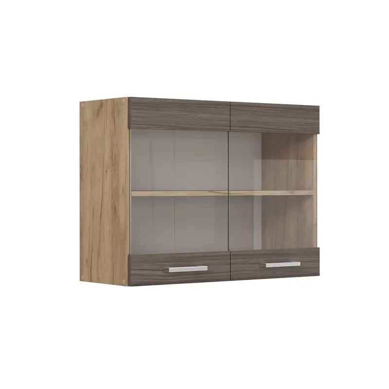 Dulap din sticlă de bucătărie R-Line Gri nobil 80 cm Vicco Cumpărături sigure