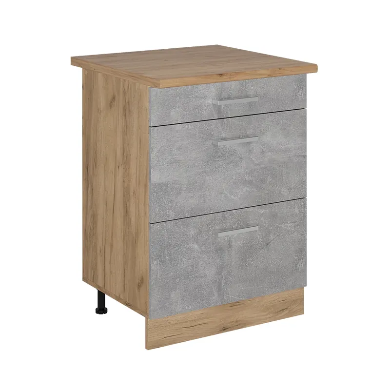 Ofertă specială Dulap de bază de bucătărie R-Line beton 60 cm cu sertare, stejar AP Vicco
