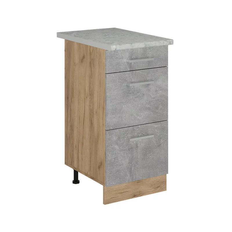 Cel mai bun preț Dulap de bază de bucătărie R-Line beton 40 cm cu sertare, marmură AP Vicco