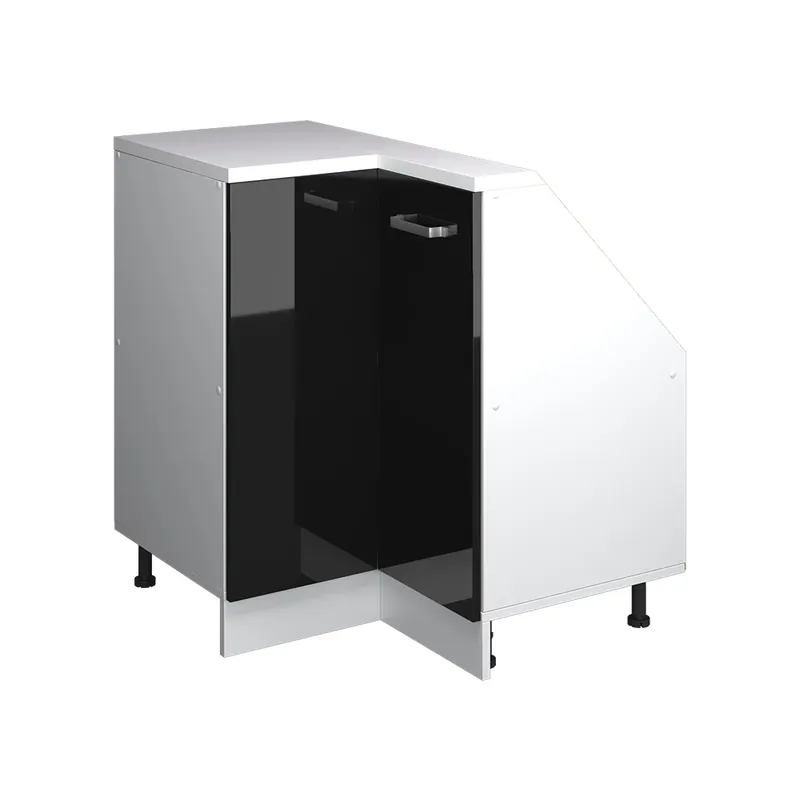 Promoție Dulap mansardă Dulap de colț Rion Negru lucios/alb 75.6x81.6 cm cu 1 ușă Vicco