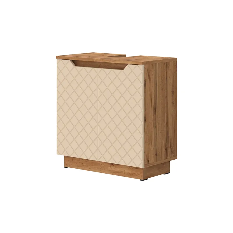 Premium Dulap de bază pentru chiuvetă Lotta Stejar/cașmir cu structură din țiglă 58.9x62.1 cm cu 2 uși Vicco