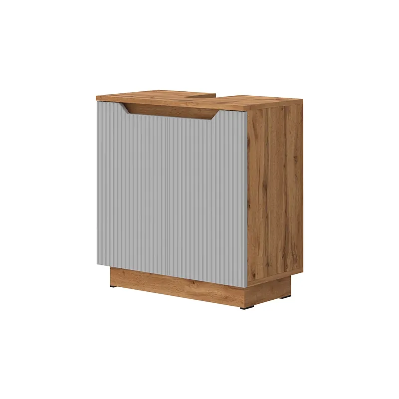 Doar azi Dulap de bază pentru chiuvetă Lotta Stejar/gri cu dungi 59.8x62.1 cm cu 2 uși Vicco