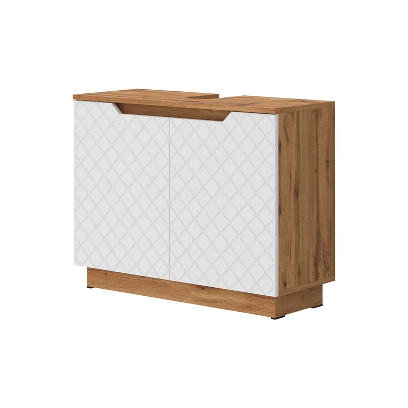 Noutate Dulap de bază pentru chiuvetă Lotta Stejar/alb cu structură din țiglă 79.6x62.1 cm cu 2 uși Vicco