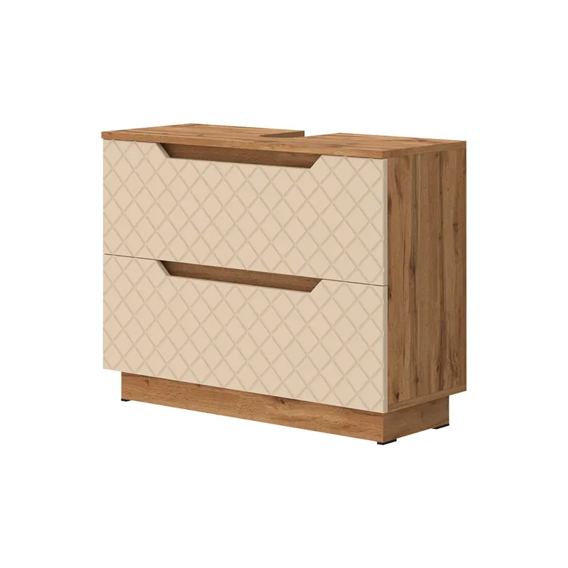 Dulap de bază pentru chiuvetă Lotta Stejar/cașmir cu structură din țiglă 79.6x62.5 cm cu 2 sertare Vicco Livrare rapidă