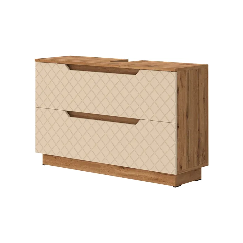 Discount Dulap de bază pentru chiuvetă Lotta Stejar/cașmir cu structură din țiglă 99.4x62.5 cm cu 2 sertare Vicco