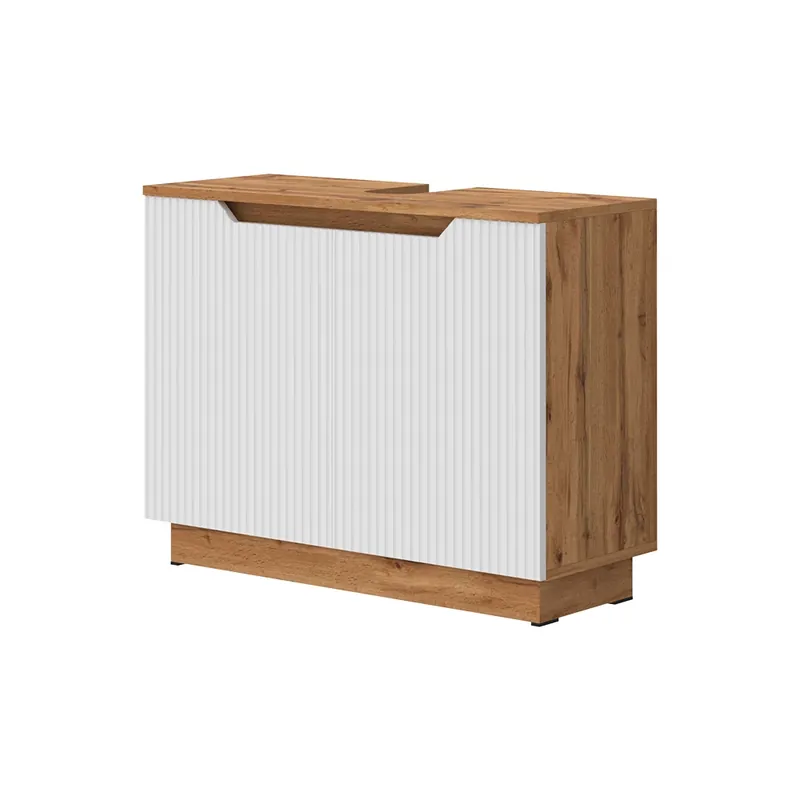 Dulap de bază pentru chiuvetă Lotta Stejar/alb cu dungi 79.6x62.1 cm cu 2 uși Vicco Expediere rapidă