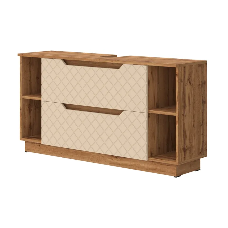 Dulap de bază pentru chiuvetă Lotta Stejar/cașmir cu structură din țiglă 119.2x62.5 cm cu 2 sertare Vicco Chilipir