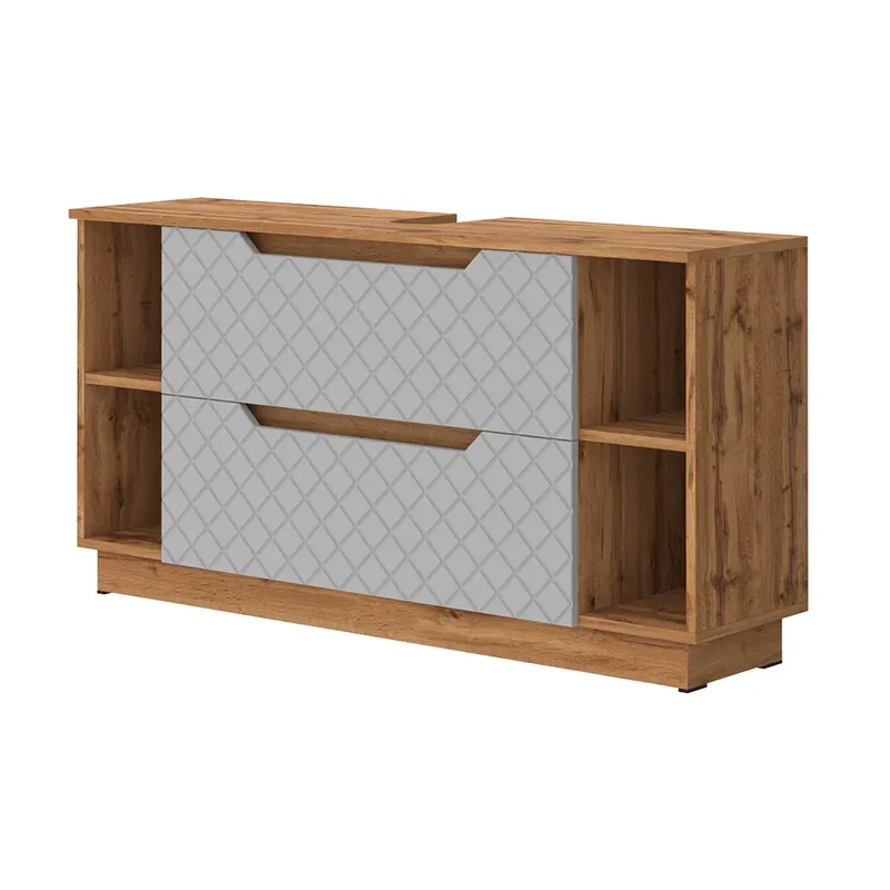 Dulap de bază pentru chiuvetă Lotta Stejar/gri cu structură din țiglă 119.2x62.5 cm cu 2 sertare Vicco Expediere rapidă