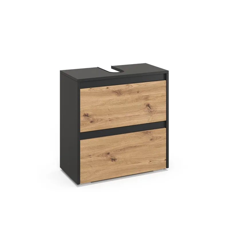 Dulap de bază pentru chiuvetă Majest Antracit/Artisan 60.1x62 cm cu 2 sertare Vicco Preț mic