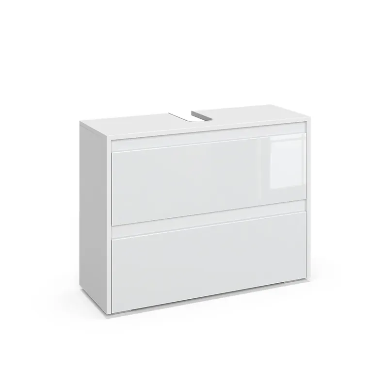 Dulap de bază pentru chiuvetă Majest Alb/alb lucios 80.1x62 cm cu 2 sertare Vicco Ultima șansă
