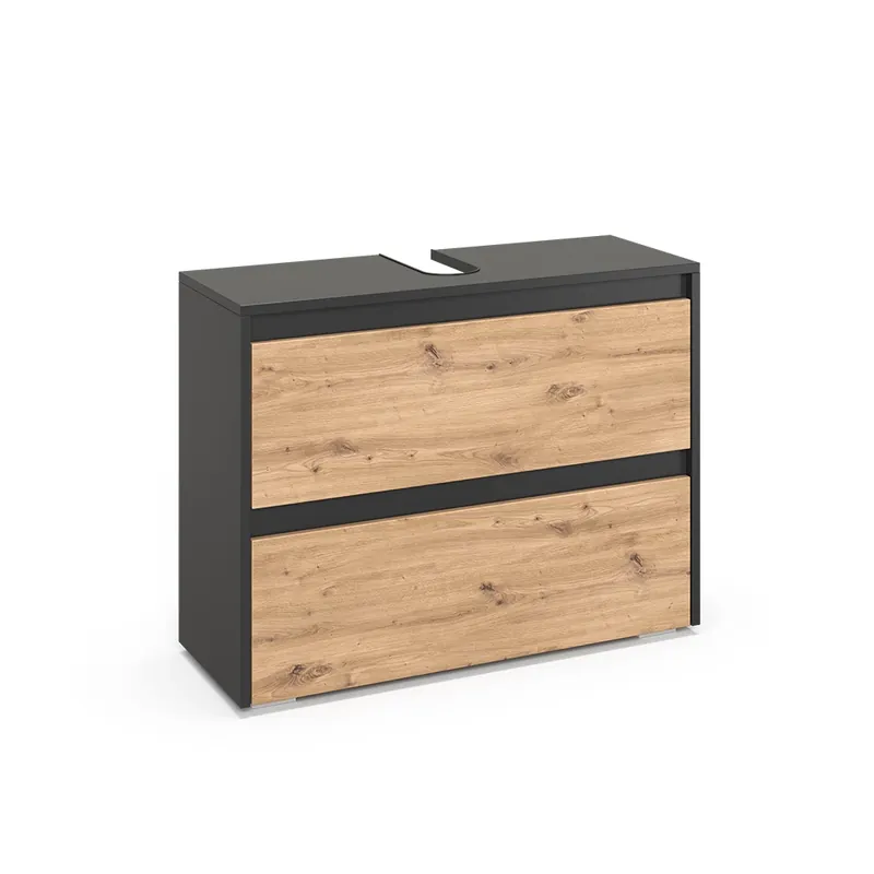Dulap de bază pentru chiuvetă Majest Antracit/Artisan 80.1x62 cm cu 2 sertare Vicco Noutate
