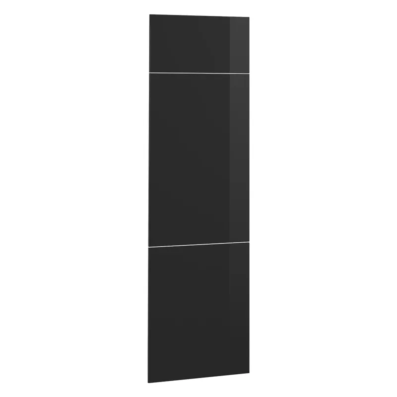 Discount Front de bucătărie R-Line Negru lucios ridicat 59.6x196 cm front de mobilier pentru dulap de încorporare frigider Vicco