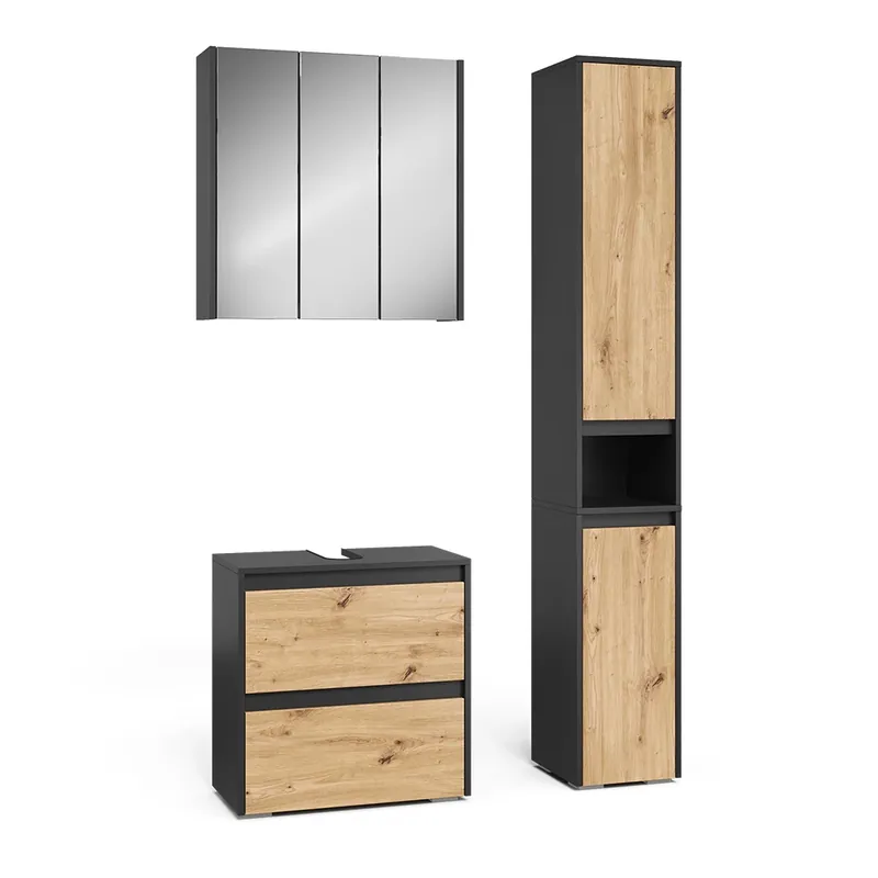 Set mobilier baie Majest Antracit/Artisan 3 părți Vicco Cel mai vândut