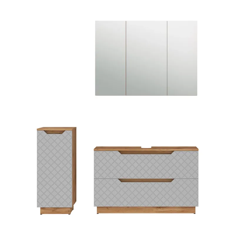 Set mobilier baie Lotta Stejar/gri cu structură din țiglă 3 părți Vicco Ofertă specială