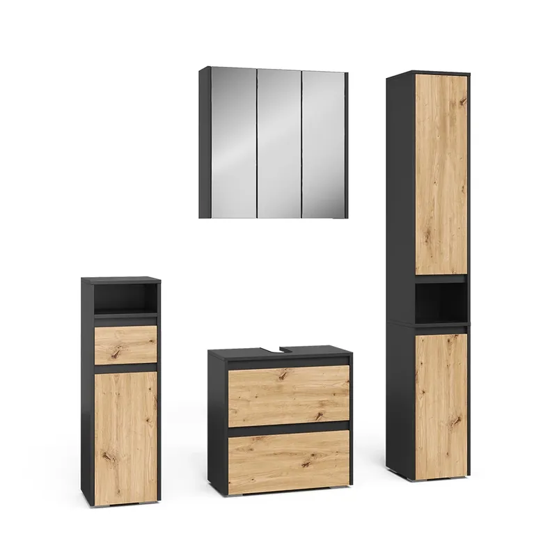 Comandă acum Set mobilier baie Majest Antracit/Artisan 4 părți Vicco