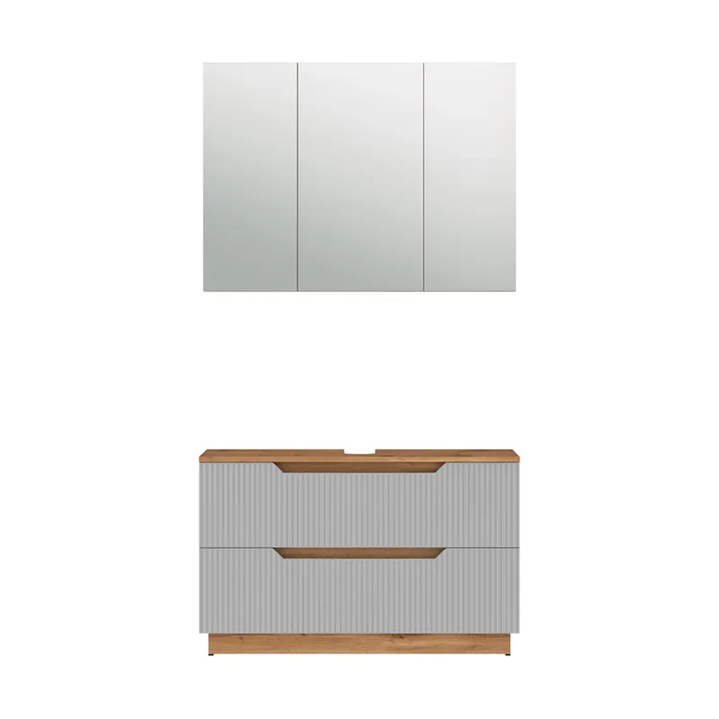 Set mobilier baie Lotta Stejar/gri cu dungi 2 părți Vicco Calitate înaltă