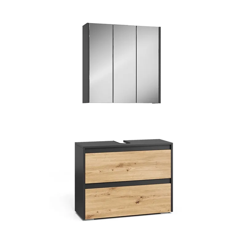 Reducere specială Set mobilier baie Majest Antracit/Artisan 2 părți Vicco