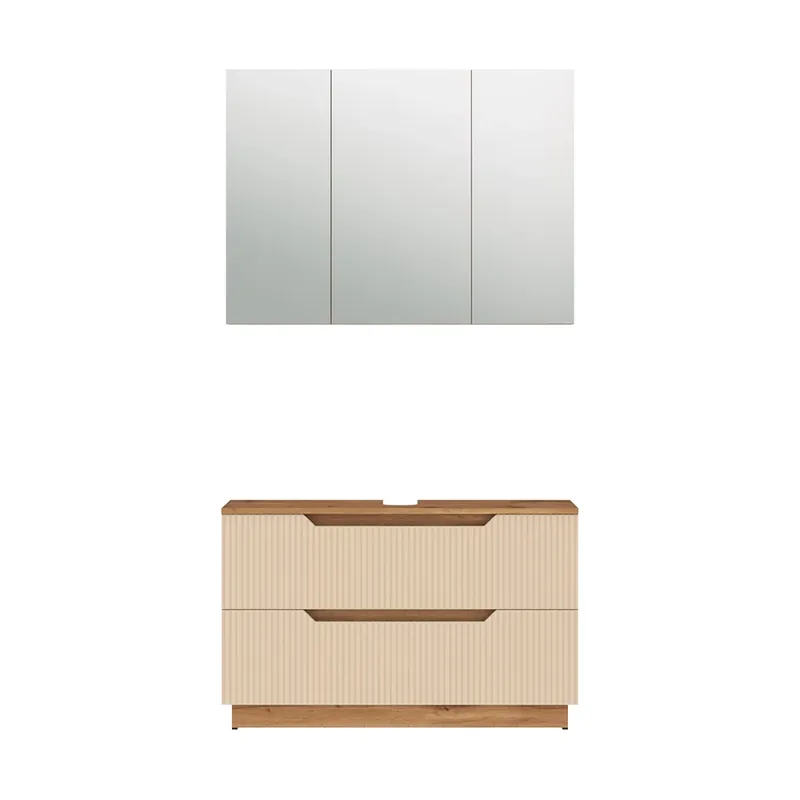 Ultima șansă Set mobilier baie Lotta Stejar/cașmir cu dungi 2 părți Vicco