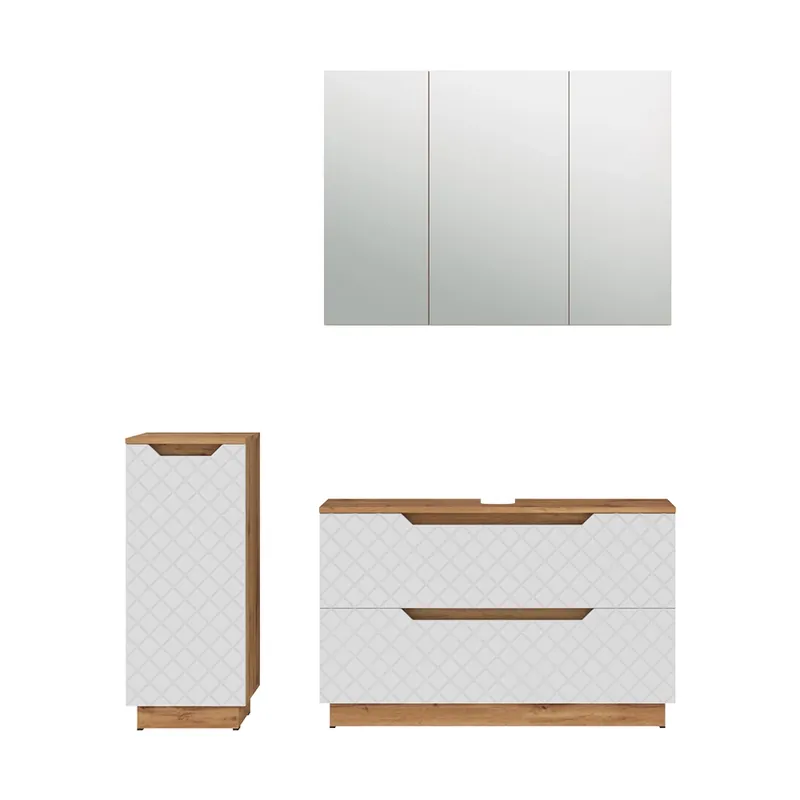 Doar azi Set mobilier baie Lotta Stejar/alb cu structură din țiglă 3 părți Vicco