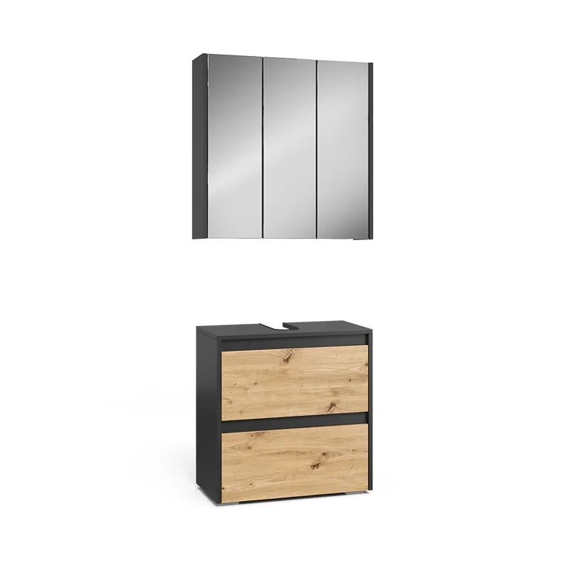 Set mobilier baie Majest Antracit/Artisan 2 părți Vicco Premium