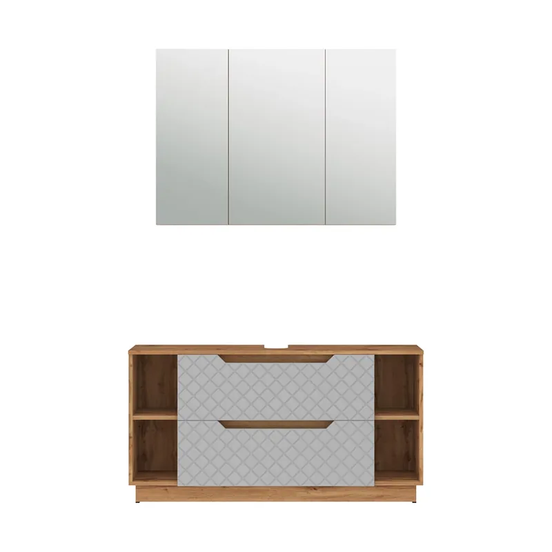 Set mobilier baie Lotta Stejar/gri cu structură din țiglă 2 părți Vicco Disponibil imediat