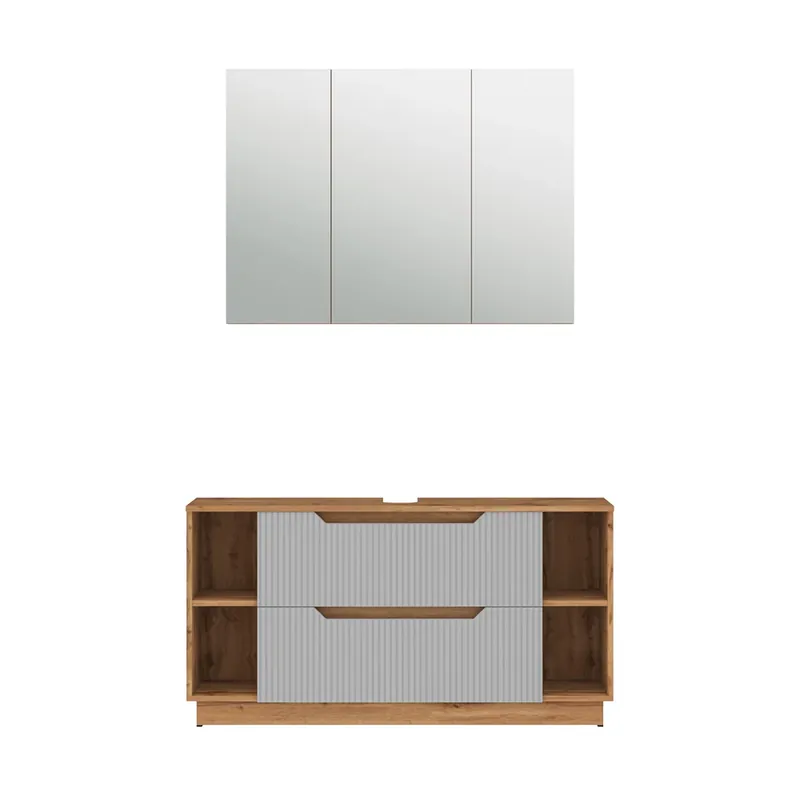 Set mobilier baie Lotta Stejar/gri cu dungi 2 părți Vicco Cumpără online