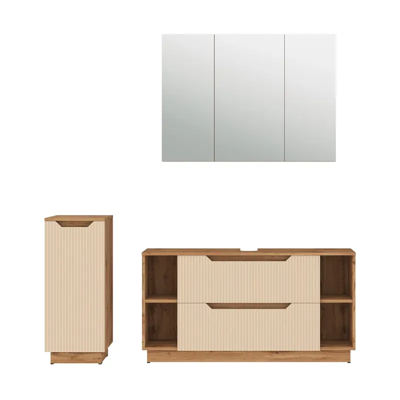 Set mobilier baie Lotta Stejar/cașmir cu dungi 3 părți Vicco Bestseller