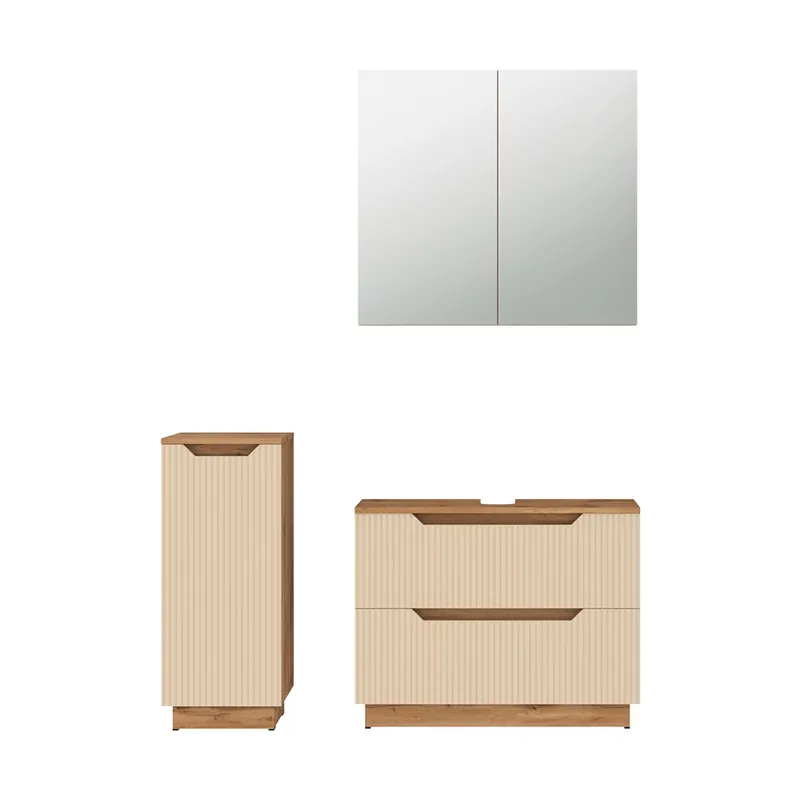 Set mobilier baie Lotta Stejar/cașmir cu dungi 3 părți Vicco Ofertă limitată