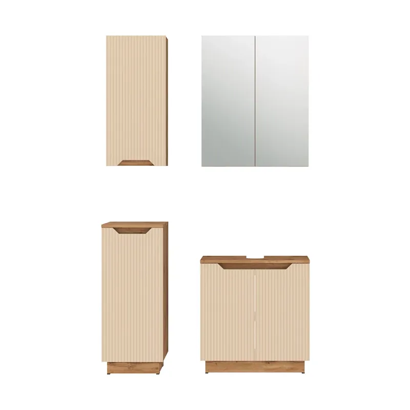 Reducere extra Set mobilier baie Lotta Stejar/cașmir cu dungi 4 părți Vicco