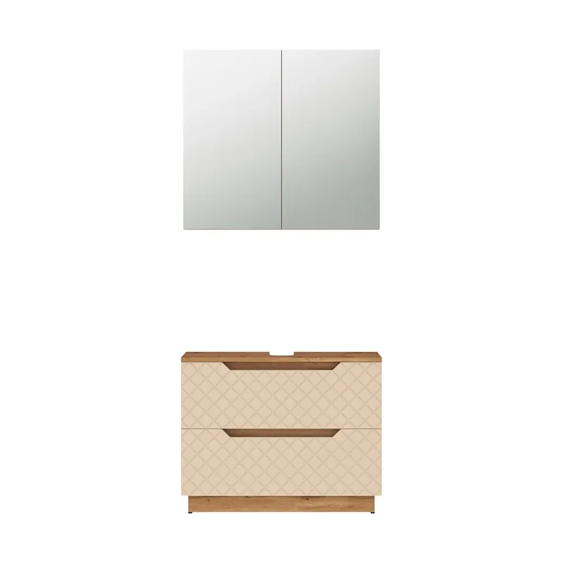 Set mobilier baie Lotta Stejar/cașmir cu structură din țiglă 2 părți Vicco Promoție