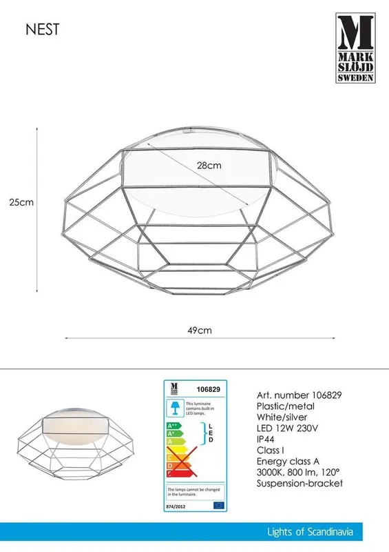 Vezi acum Plafon LED Markslojd Nest alb argintiu 49 cm 12W 106829