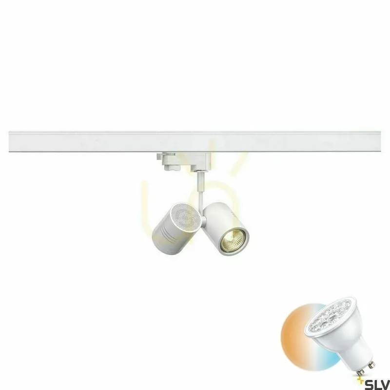 Spot pe șină trifazat SLV BIMA II alb GU10 2x50W aluminiu 152231 Cel mai vândut