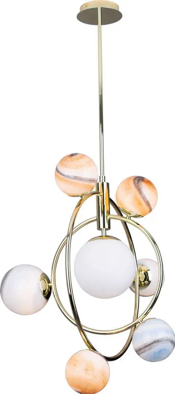Cel mai vândut Lustră suspendată Max Light Cosmos P0378 aur 7xG9 metal sticlă 64 cm