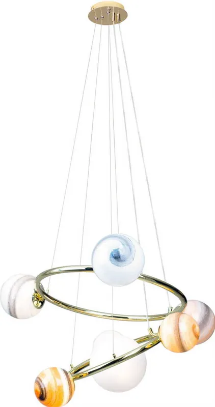 Pendul Max Light P0379 auriu 7xG9 sticlă metal 48 cm Promoție