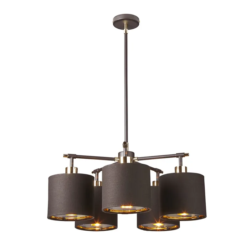 Candelabru Balance cu 5 lumini - maro și alamă lustruită Elstead Chilipir