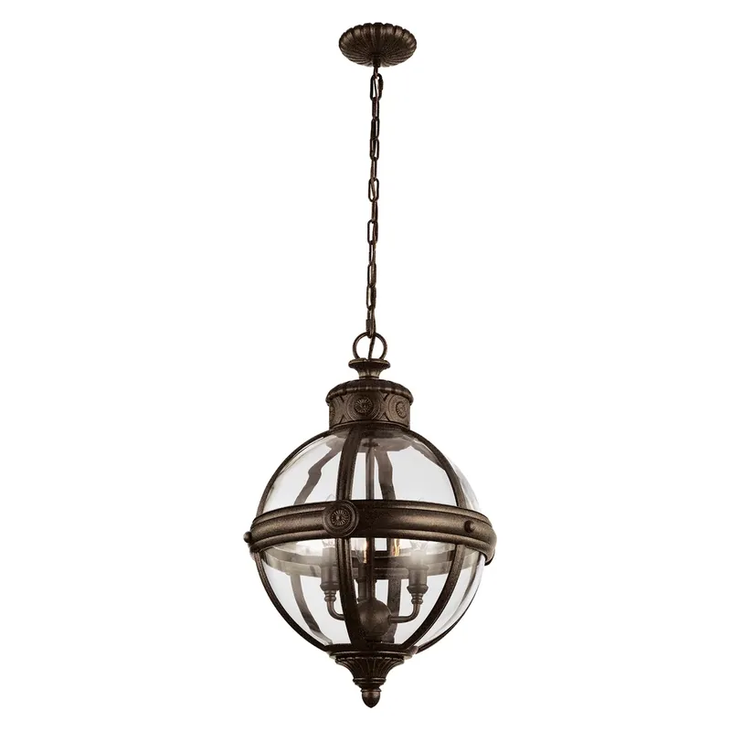 Candelabru cu pandantiv Adams cu 3 lumini - British Bronze Elstead Ofertă specială