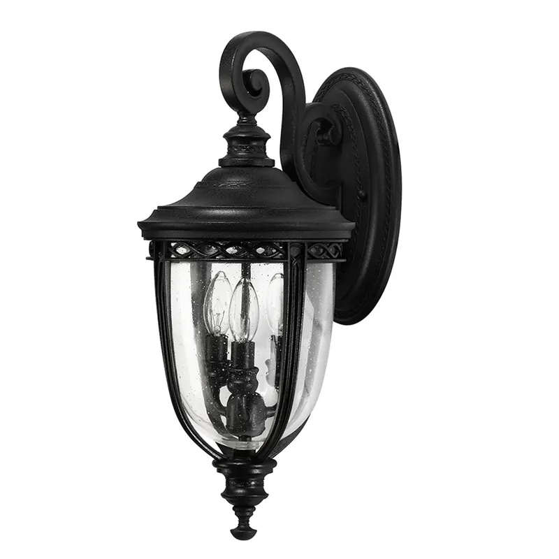 Plată securizată Lanterna de perete medie cu 3 lumini Bridle englezesc - Elstead negru